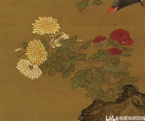 国画菊花|吕纪桂菊山禽图轴